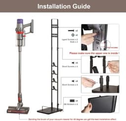 PromoHome Stofzuigerhouder - Metaal, Zwart - 4 Verstelbare Haken - Boorvrije Montage - Geschikt voor Dyson V6 V7 V8 V10 V11 V12 V15 en Andere Draadloze Stofzuigers - Wandbevestiging voor Opbergen Accessoires — thumbnail 5