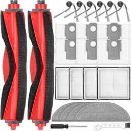 24 stuks accessoires gescht voor Roborock Q10 S5+ robotstofzuiger, 2 hoofdborstels, 6 stofzakken, 4 dweilpads, 4 HEPA-filters, 6 zijborstels, 1 reinigingsborstel, 1 schroevendraaier — thumbnail 1