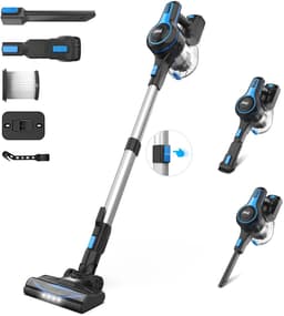 Novendo Goods - Draadloze stofzuiger - 6 in 1 - Blauw - Zwart - Steelstofzuiger - Snoerloze - Oplaadbaar - Extra filter — thumbnail 1