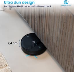CleanWise Henk Duo Pack – 2× Robotstofzuiger met dweilfunctie en laadstation – 4500 Pa zuigkracht, app- en spraakbediening – ideaal voor huisdieren, harde vloeren & tapijt — thumbnail 5