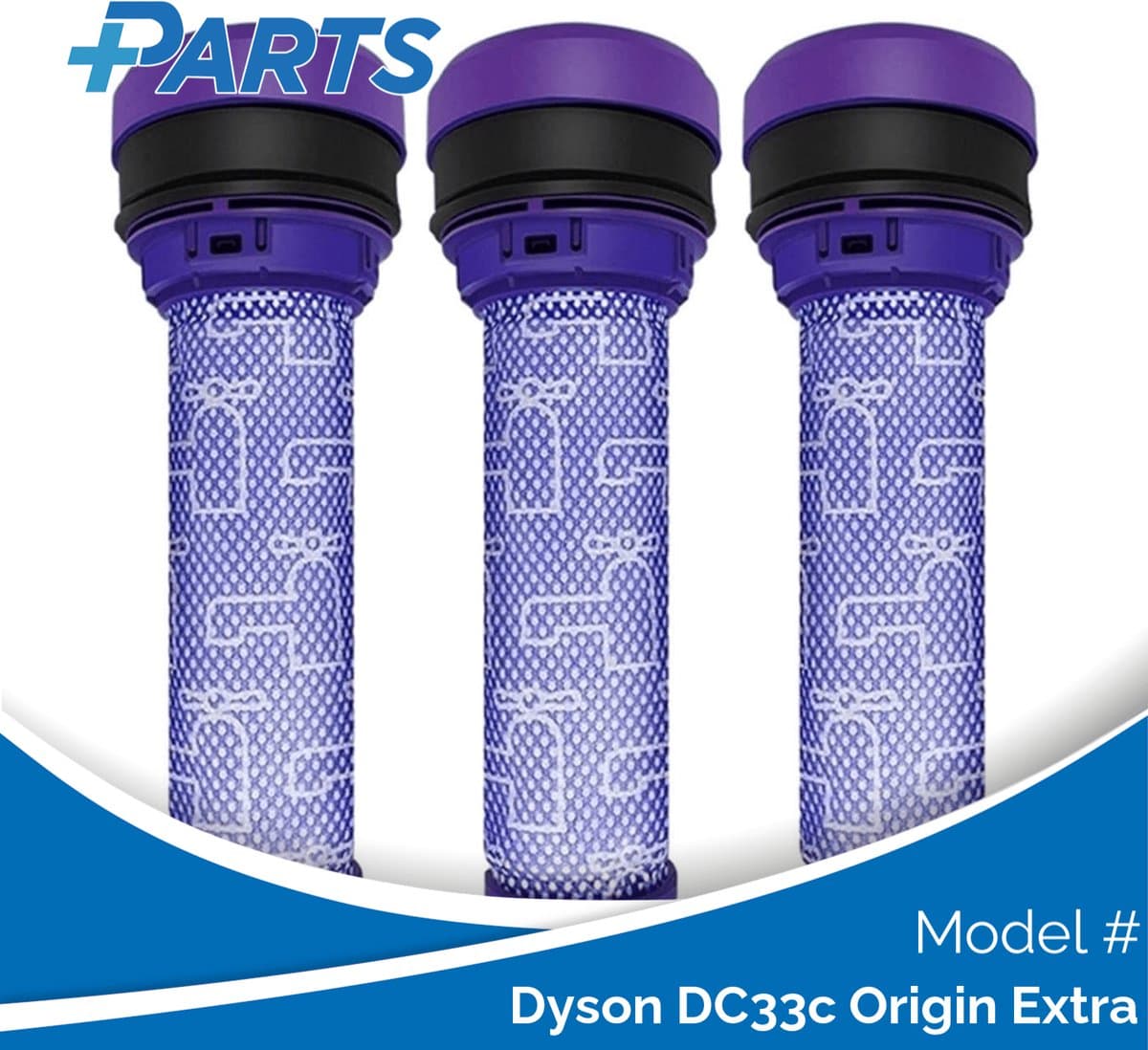 Dyson DC33c Origin Extra Filters (3 Stuks, Plus.Parts® alternatief voor 923413-01) — afbeelding 1