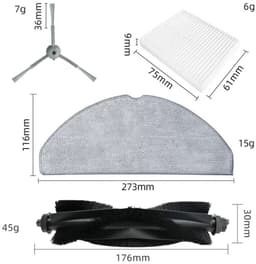 3 stuks rolborstel - Geschikt voor Eufy G50 Hybrid (SES) - L60 Hybrid (SES) - L60 - L60 SES - L50 - L50 SES - 3.5*17.5cm - Onderdelen - voor robotstofzuiger - zwart — thumbnail 2