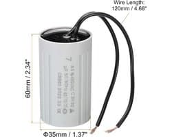3 stuks CBB60 7uF loopcondensator AC 450 V 2 draden 50/60 Hz cilinder 60 x 35 mm voor waterpompen wasmachines motor starten