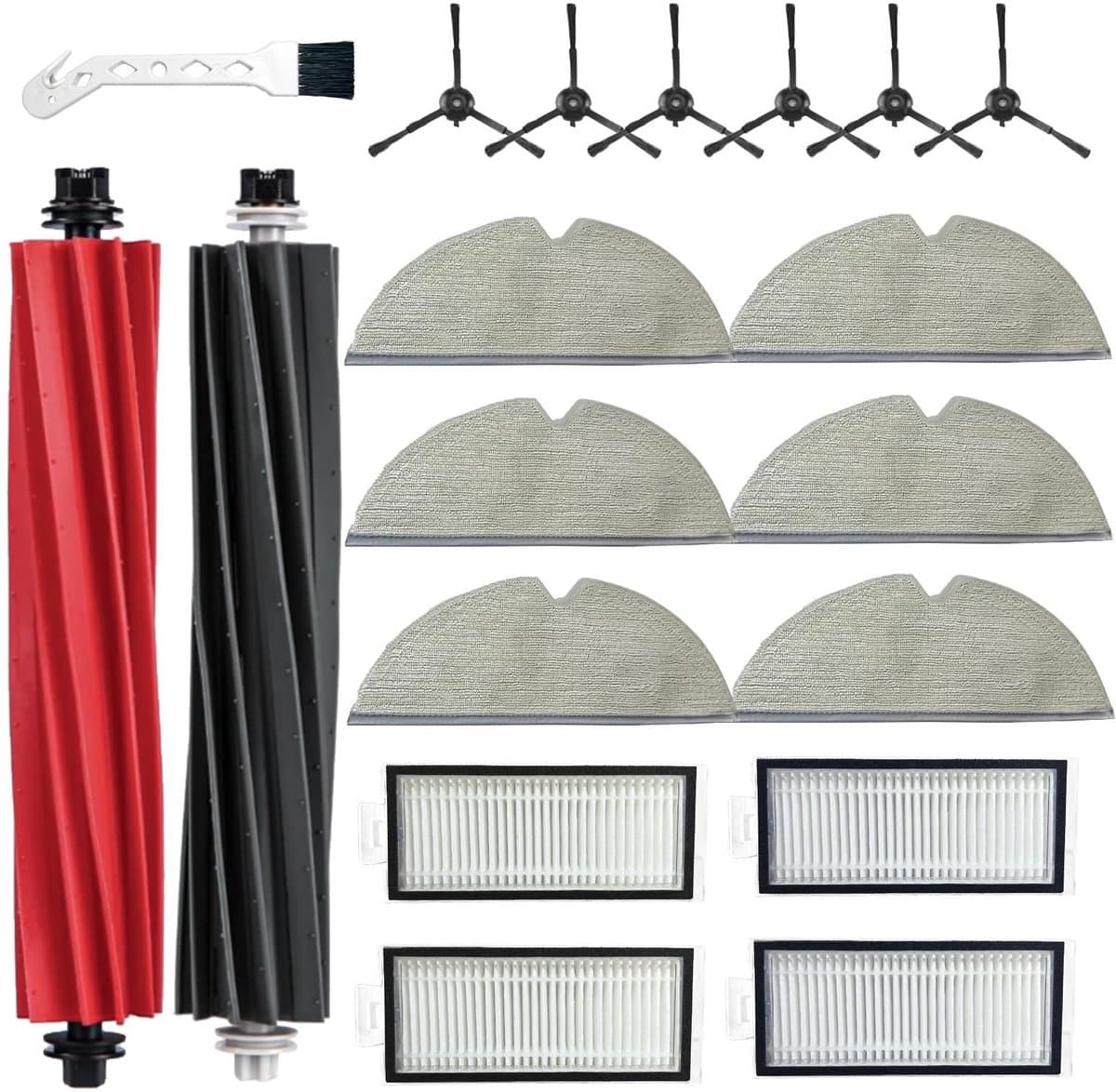 Dailygoods- Robotstofzuiger Accessoires - 2 Hoofdborstels - 6 Zijborstels - 6 Reinigingsdoeken - 4 HEPA-filters - Compatibel met Roborock Q5 Pro/Q8 Max - Stofzuigeraccessoires — afbeelding 1