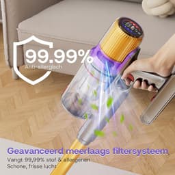 Draadloze Steelstofzuiger - Stofzuiger met steel Handstofzuiger - Efficiënt Schoonmaken - Krachtige 55KPa Zuigkracht - 80 Min Werktijd - Zwart — thumbnail 5