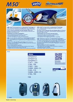 Swirl M50 stofzuigerzakken - 4 stuks + 1 filter - Geschikt voor Miele FJM - Complete C1 - Compact C1 - Compact C2 - S4 - S6 — thumbnail 2