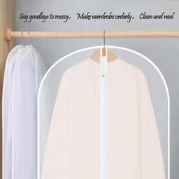 Clothes Cover Bags Set of 12 - Full Zipper Garment Bags (60 x 100cm/6pcs + 60 x 120cm/6pcs) - Lightweight Clear Waterproof Washable - Suit Carrier Protector - Wardrobes — thumbnail 2