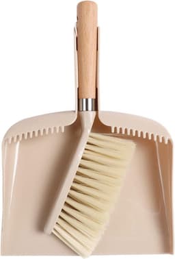 Stofblik en Bezemset - Mini Schoonmaakset - Bureau Schoonmaken - Compact Ontwerp - 32 cm - Beige — thumbnail 1