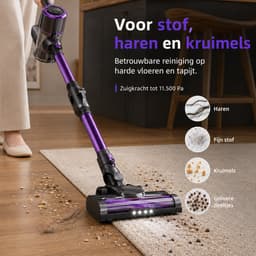 Gloovon® - Steelstofzuiger Draadloos - Stofzuiger Zonder Zak - 45 min Gebruikstijd - 120W - LED verlichting - Geschikt voor Dierenharen- Krachtig — thumbnail 5