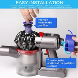 4-delige filtervervangingsset voor Dyson V8 Absolute - V7 Absolute - V7 Motorhead en V7 Animal stofzuigers. 2 filters voor de motor en 2 HEPA-voorfilters. Vergelijkbaar met onderdeelnummer DY-96566101 en DY-96747801. — thumbnail 5