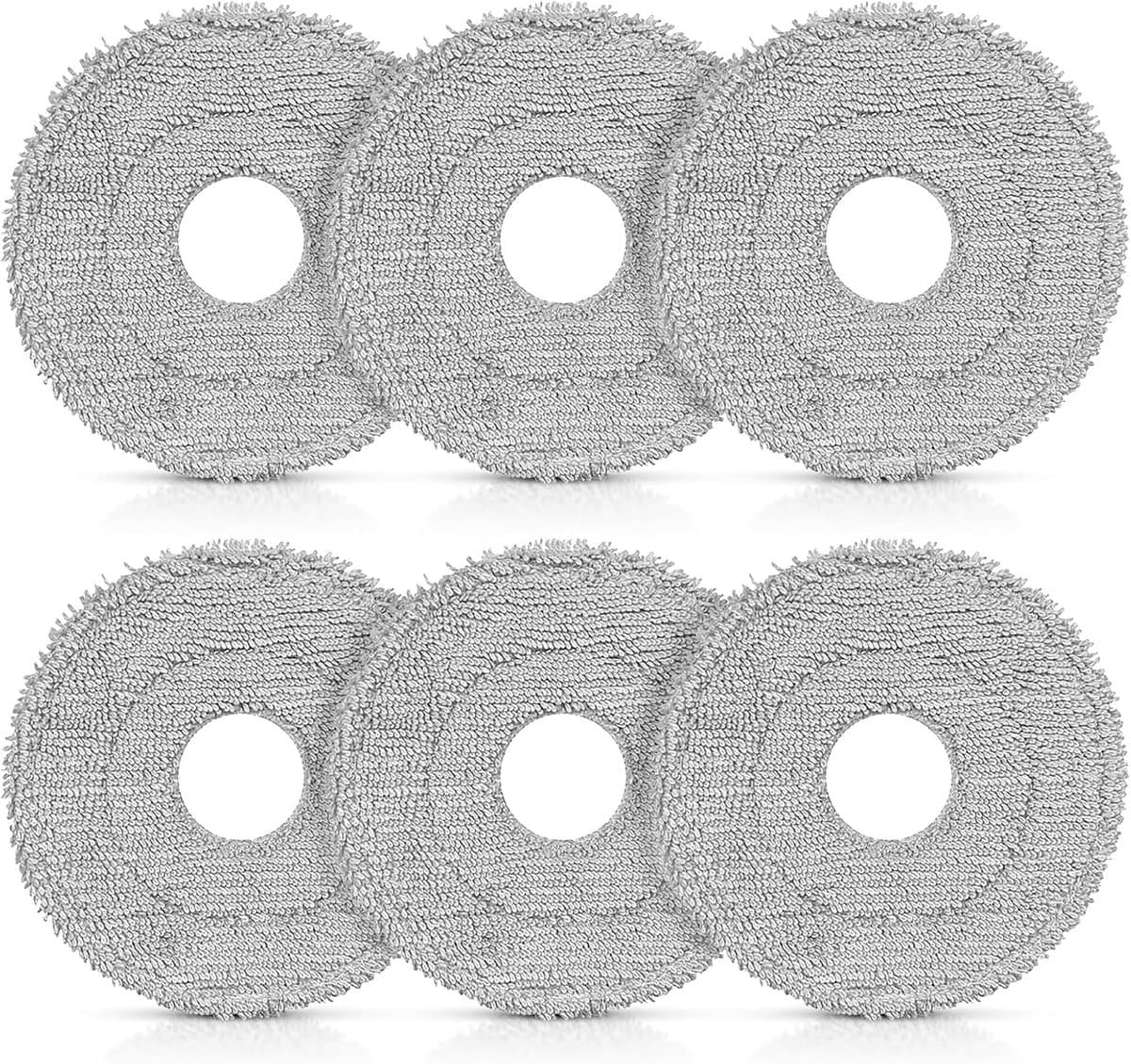 Dweilpads reserveonderdelen - Set van 6 vervangende doekjes geschikt voor Dreame L10s Ultra Gen 2 / L10s Pro Ultra / X40 / X50 Ultra / X50 Master / L40 Ultra AE / L40 Ultra/Mova E30 Ultra / P50 Pro Ultra - diameter 135mm - rond - grijs — afbeelding 1