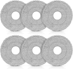 Dweilpads reserveonderdelen - Set van 6 vervangende doekjes geschikt voor Dreame L10s Ultra Gen 2 / L10s Pro Ultra / X40 / X50 Ultra / X50 Master / L40 Ultra AE / L40 Ultra/Mova E30 Ultra / P50 Pro Ultra - diameter 135mm - rond - grijs — thumbnail 1