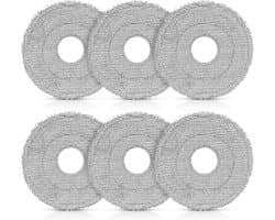 Dweilpads reserveonderdelen - Set van 6 vervangende doekjes geschikt voor Dreame L10s Ultra Gen 2 / L10s Pro Ultra / X40 / X50 Ultra / X50 Master / L40 Ultra AE / L40 Ultra/Mova E30 Ultra / P50 Pro Ultra - diameter 135mm - rond - grijs