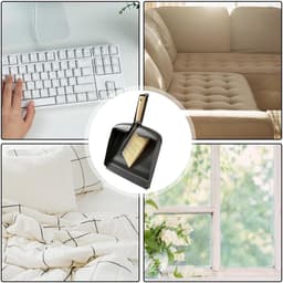 Kleine Bezem en Stofblik - Mini Veegset - Bureau Schoonmaken - Ergonomisch Houten Handvat — thumbnail 4