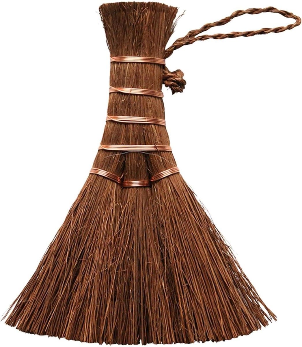 Mini Palm Bezem - Kleine Stoffer - Bureau Schoonmaken - Natuurlijke Zijde Borstel - 14 cm - Bruin — afbeelding 1