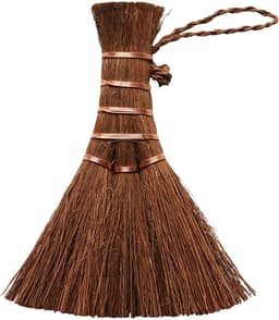 Mini Palm Bezem - Kleine Stoffer - Bureau Schoonmaken - Natuurlijke Zijde Borstel - 14 cm - Bruin — thumbnail 1
