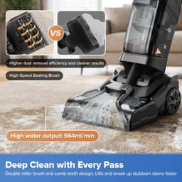 Cherrys Finds - Vloerreiniger – Stoomreiniger – Kruimeldief – Dweilapparaat – Elektrische Mop – Voor Binnen - Tapijtreinigingsmachine - 1000W - Staande Tapijtreiniger voor Vlekken van Huisdieren, Warmte-droging - 4L — thumbnail 3