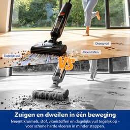 Grenintol Vloerreiniger – Nat en Droog Stofzuiger – 15kPa – 180° Platliggend – Stofzuiger met dweilfunctie – Zelfreiniging met Geëlektrolyseerd Water – Automatische Droging – Dubbelzijdige Randreiniging – 35 Min Accuduur – Oranje — thumbnail 4