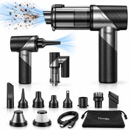 Thingy® Premium 4-in-1 Auto Stofzuiger - Zuigen, Blazen, Opblazen & Vacuüm Trekken - Handstofzuiger - 22 kPa Zuigkracht - Kruimeldief - 8 Opzetstukken - Oplaadbaar - Kruimeldief Snoerloos - Air Duster - Kruimeldief voor Auto & Huis — thumbnail 1