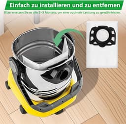 Allecto Premium - Stofzuigerzakken 12 stuks voor Kärcher WD4 WD5 WD6 - Vliesfilterzak KFI 487 - Handig in gebruik — thumbnail 4