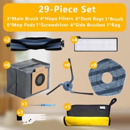 29-Pack Vervangende Accessoires voor Eufy X10 Pro Omni Robotstofzuiger,2 Hoofdborstel,6 Zijborstels,4 Hepa-filters,6 Stofzakken,8 Dweilpads etc. — thumbnail 5