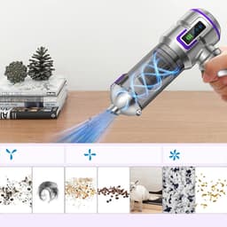 REDOM Stofzuiger met krachtige zuigkracht 16.000 Pa – Draadloze handstofzuiger – 3 standen – Zuigen, blazen, opblazen en leeglopen – LED-display – Auto en huis – Zilverpaars — thumbnail 3