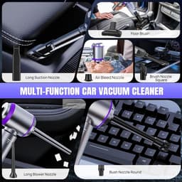 Mini autostofzuiger - Handstofzuiger draadloos - Auto kantoor thuis - 4-in-1 functie - 22000PA - Zilver paars — thumbnail 4