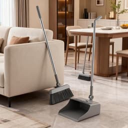 Bezem en Stoffer Set - Veegset Blik - Huis Schoonmaken - Rugvriendelijke Steel - 3 Delig - Roestvrij Staal — thumbnail 4