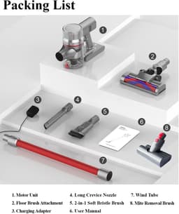 Handstofzuiger met Steel - Automatische stofsensor - Draadloze Steelstofzuiger - Afneembare Kruimelzuiger - Draadloze stofzuiger - Rood — thumbnail 2
