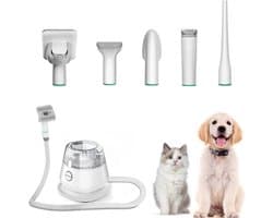 2 In 1 Elektrische Honden & Katten Trimmer & Borstel - Hondentrimmer - Kattentrimmer - Trim Tondeuse - Borstelfunctie - Incl Elektrische Afzuiger - Set Van 5 Verzorgingsmiddelen - 3 Verschillende Standen - Sterke Zuigkracht -