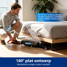 Grenintol Vloerreiniger – Nat en Droog Stofzuiger – 15kPa – 180° Platliggend – Stofzuiger met dweilfunctie – Zelfreiniging met Geëlektrolyseerd Water – Automatische Droging – Dubbelzijdige Randreiniging – 35 Min Accuduur – Oranje — thumbnail 2