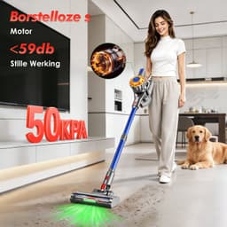 Adormii Steelstofzuiger Draadloos – 50000Pa Sterke Zuigkracht – 60 Min Accuduur – Anti-haarwikkel Vloerborstel – 4 HEPA-filters – 1,6 L Stofreservoir – Groene LED Stofdetectieverlichting – Goud — thumbnail 2