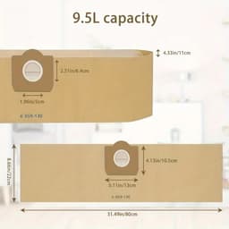 20x Stofzuigerzakken Compatibel met Kärcher WD3 A2201/A2204/A2504/A2554/A2251/A2604 – Model 6.959-130.0 – 9.5L Capaciteit – 99% Filtratie – Hoge Efficiëntie – Bruin – Vervangende Filterzakken — thumbnail 4