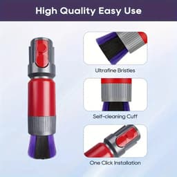 Compatibele Stofborstel voor Dyson V7, V8, V10, V11, V15 – Zachte Antikras Borstel – Compact Ontwerp met 1-Klik Installatie – Ideaal voor Auto, Toetsenbord, Elektronica en Hoeken – Rood & Paars — thumbnail 4