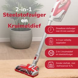 Dirt Devil Steelstofzuiger Draadloos DD9003 – 2-in-1 Draadloze Stofzuiger en Kruimeldief – Geschikt voor Dierenharen - Zonder Zak – Op Accu – Krachtig – Lichtgewicht - Incl. Opzetstukken — thumbnail 2