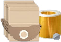 10x Dparts stofzuigerzakken en 1 filter geschikt voor Karcher WD2 en MV2 series - voor series A2004 A2054 WD 2.200 2.210 2.240 2.250 - nr. 6.904-322.0 - 6.414-552.0 — thumbnail 1