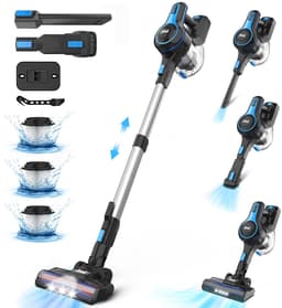 VacniQ Steelstofzuiger Draadloos -Geschikt voor dierenhaar, tapijten en auto's- Lichtgewicht --6 IN 1 Kruimeldief- Draadloze Stofzuigers - Steelstofzuigers - Kruimelzuiger - Blauw-50KPa — thumbnail 1