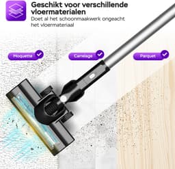 TurboTronic VS180 Cyclonic - 2-in-1 draadloze Steelstofzuiger met kruimeldief – hoge zuigkracht - 2 snelheden - 2200 mAH accu - 180W - extra accessoires - Zwart — thumbnail 5