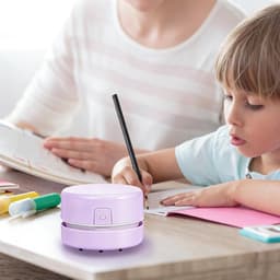 Mini desktop stofzuiger - Stofzuiger - 2 Stuks Draagbare kruimelverwijderaar - Stille en krachtige zuigkracht - Op batterijen - Het schoonmaken van toetsenborden, potloden en gummen van leerlingen - Ingebouwde afvalbak — thumbnail 5