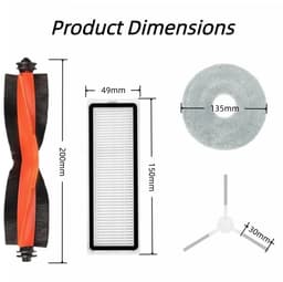 Accessoiresset - 20-delige - Geschikt voor Xiaomi X20+ X10+ X10 PLUS Robotstofzuiger - 2 Hoofdborstel, 6 Dweilpads, 6 Zijborstels, 6 Filters — thumbnail 2