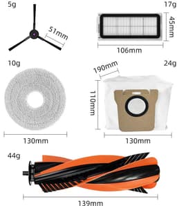34 stuks - vervangende onderdelen - geschikt voor JONR P20 PRO/T5 Pro robotstofzuiger - 2 hoofdborstel - 6 HEPA-filter - 10 dweil - 8 stofzak - 8 Zijborstel — thumbnail 2