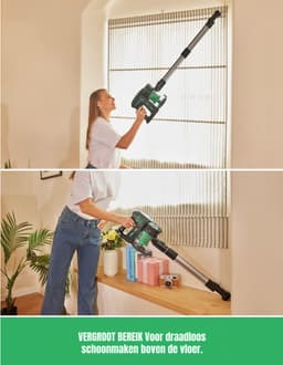 DYNA® 6-in1 Steelstofzuiger Zonder Zak op Accu - Steelstofzuiger Draadloos Uitschuifbaar - Kruimeldief Snoerloos best Verkocht 25KPA – Zwart/Groen - ‎17cm x 8cm x 10cm — thumbnail 2