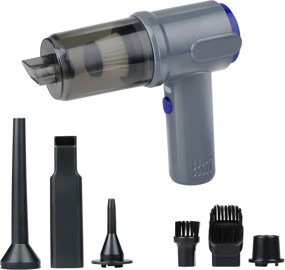 All Ride Auto Stofzuiger Draadloos 36W - Handstofzuiger met 6 Opzetstukken - USB-C Oplaadbare Auto Stofzuiger Snoerloos - Kruimeldief met Zuig en Blaas Functie - Grijs/Blauw — afbeelding 1