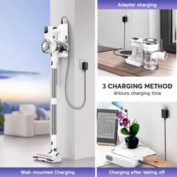 Teendow V08 Pro 6-in-1 Draadloze Steelstofzuiger - 25kPa Zuigkracht - 5-Laags HEPA-Filtratie 99,99% - 1,37kg Lichtgewicht - Verwisselbare Accu 35min - Wandmontage/Staand Dock — thumbnail 4