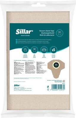 Sillar, stofzuigerzakken, papieren, 2 filterlagen, vervangingsonderdeel, geschikt voor stofzuigers Parkside PNTS PWD 20 25 30 A1, Delonghi, Omega, 5 stuks — thumbnail 1