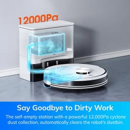 Paco Goederen ® Robotstofzuiger met dweilfunctie - Robot Stofzuiger Met Laadstation - Geschikt voor huisdieren - Dweilrobot - Afstandsbedieng en App - Harde Vloeren en Tapijt - 5000Pa Zuigkracht — thumbnail 2