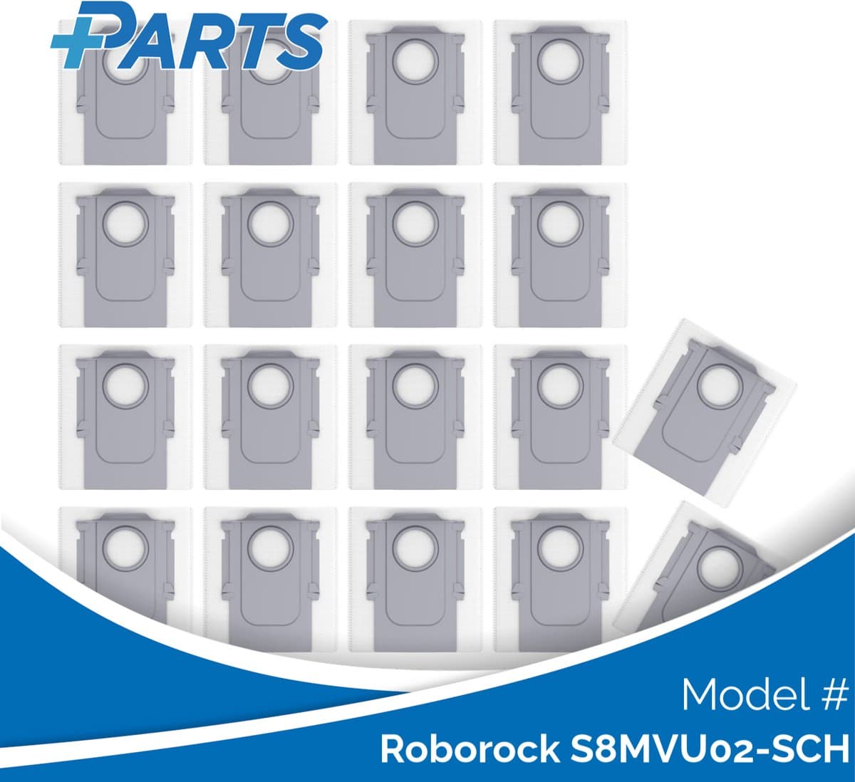 Roborock S8MVU02-SCH Stofzakken (18 Stuks, Plus.Parts® alternatief voor 8.02.0239) — afbeelding 1
