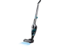 DOMO DO249SV Steelstofzuiger 2-in-1 - Kruimeldief - Draadloos - Stofzuiger Zonder Zak - 55 min - 21.6 V - Grijs/Blauw
