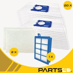20 PARTS4® Stofzuigerzakken + HEPA & motorfilters geschikt voor Philips PerformerPro / Performer Expert | Complete set met 20 stofzuigerzakken, HEPA H12 filter en 2 motorfilters — thumbnail 4