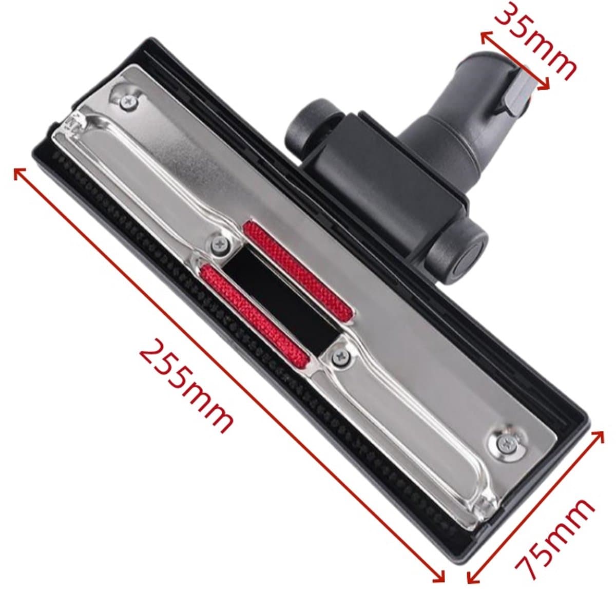 Vloerborstel - Stofzuigerborstel - vloerzuigmond - Stofzuigermondstuk - Universeel - Vloerzuigmond Stofzuigermond - 35 mm - Vervanging - Geschikt voor Bosch, Siemens, Miele, Panasonic, Rowenta, Samsung stofzuiger enz - Zwarte Metalen Onderkant — afbeelding 1